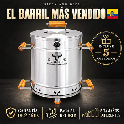 Super Oferta navideña Barril Asador en Acero Inoxidable